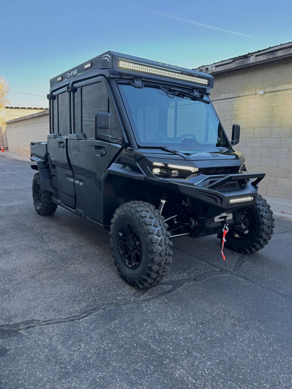 D-FAB Can-Am Defender front bumper with winch mount and LED light bar